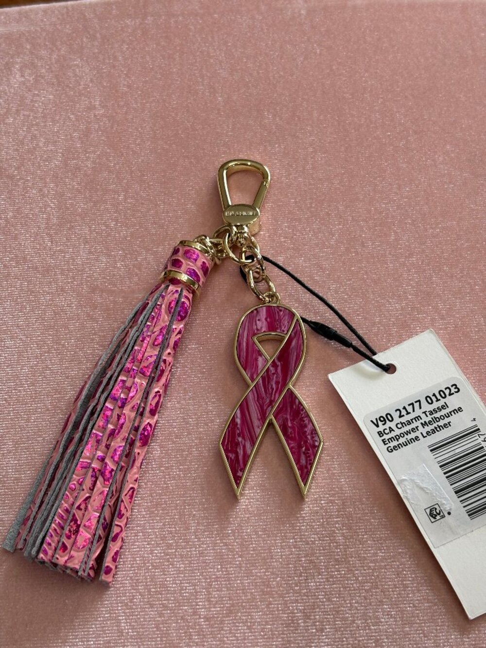 Brahmin Iridescent Pink Empower Bag Charm